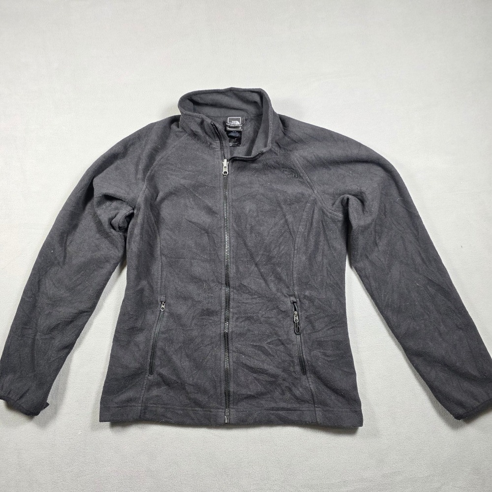 North Face Fleece Jacket Womens Medium Black TKA 100 Full Zip Solid